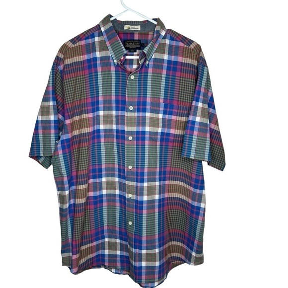 Pendleton Men's Surf Short Sleeve Shirt XLarge Plaid Blue - Picture 1 of 4